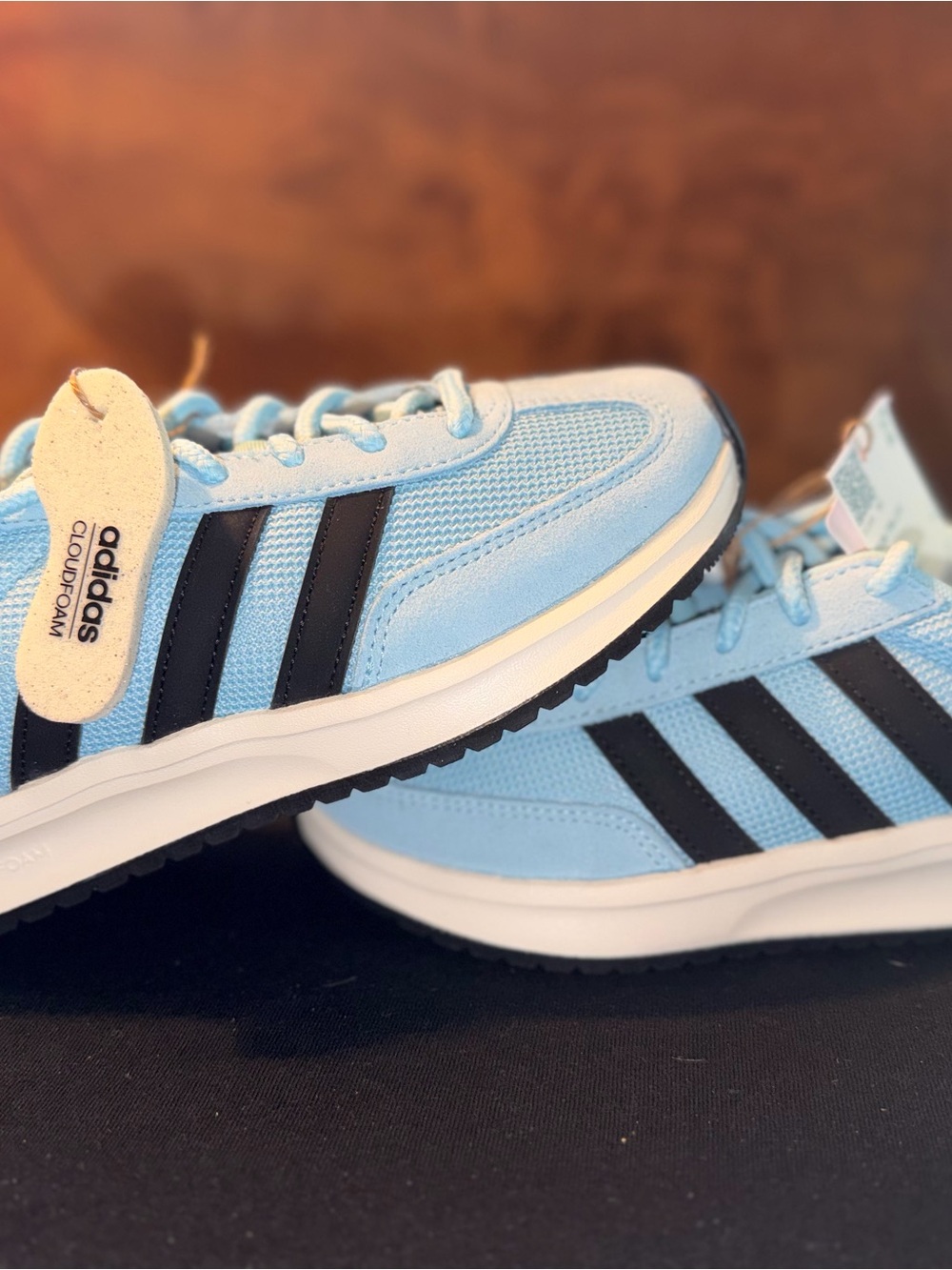 Adidas Run 70s 2.0 Women's Light Blue and Black Casual Sneakers, 5.5W, NWT